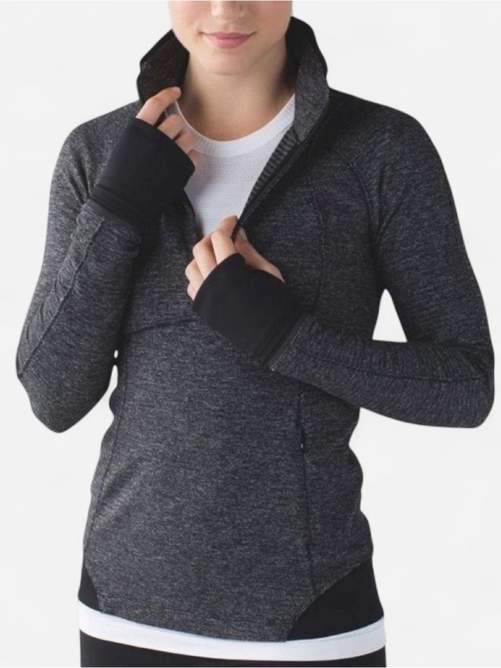 lululemon Runderful Dark Heather Gray Black 1/2 Zip Pullover Women’s Size 10